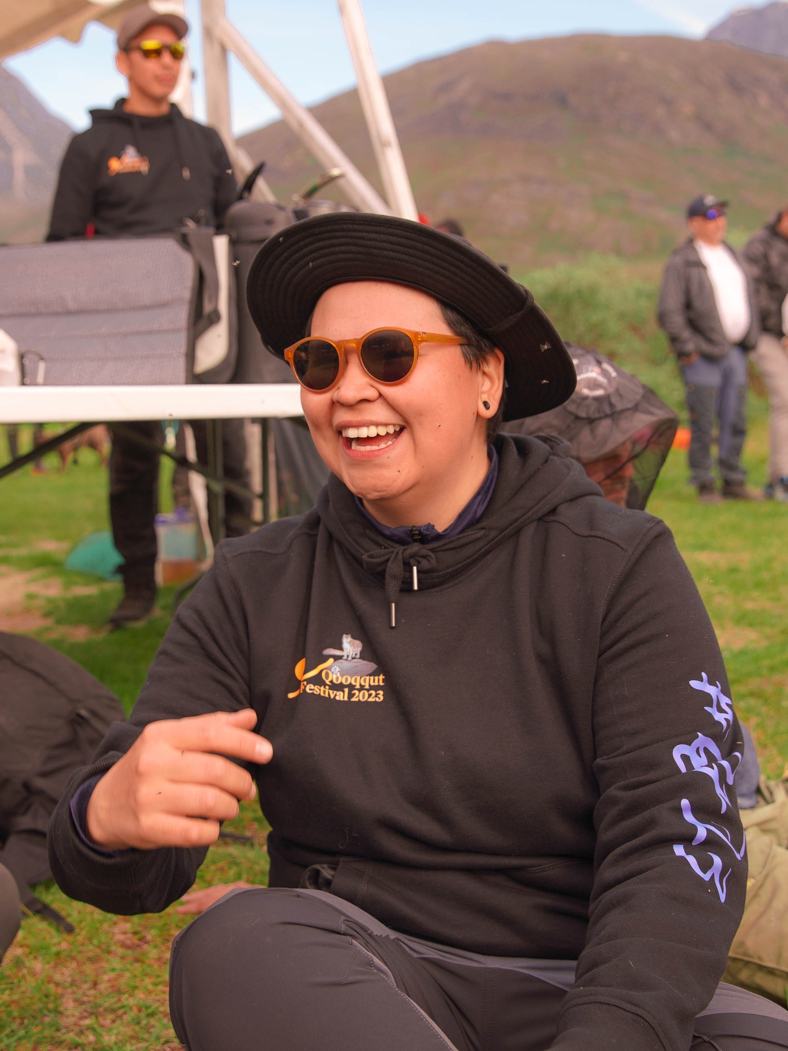 Hoodie merchandise designed by marketing manager Sikkerneq Jensen for Qooqqut Festival